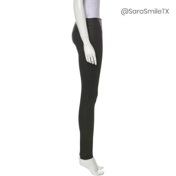 ALICE + OLIVIA Black & Metallic Gold Shimmer Front Zip Leggings - Picture 9 of 14